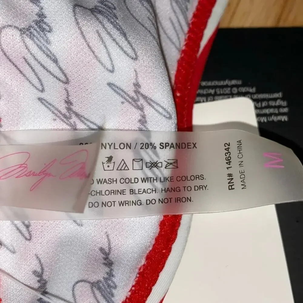 NWT Marilyn‎ Monroe Red & White Striped Push Up Bikini Top